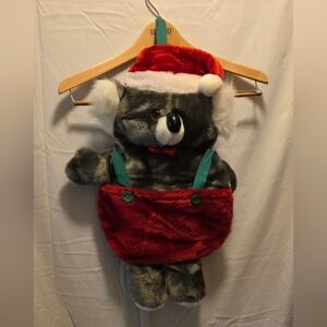 Vintage Koala Stocking Santa Hat Bib Overalls Velvet 3D Stuffed Extremely RARE